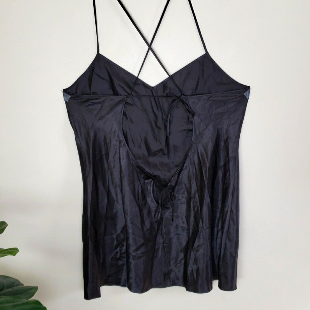 Dream girls black chamise, lingerie, slip dress, strappy open back. Size 3x/4x